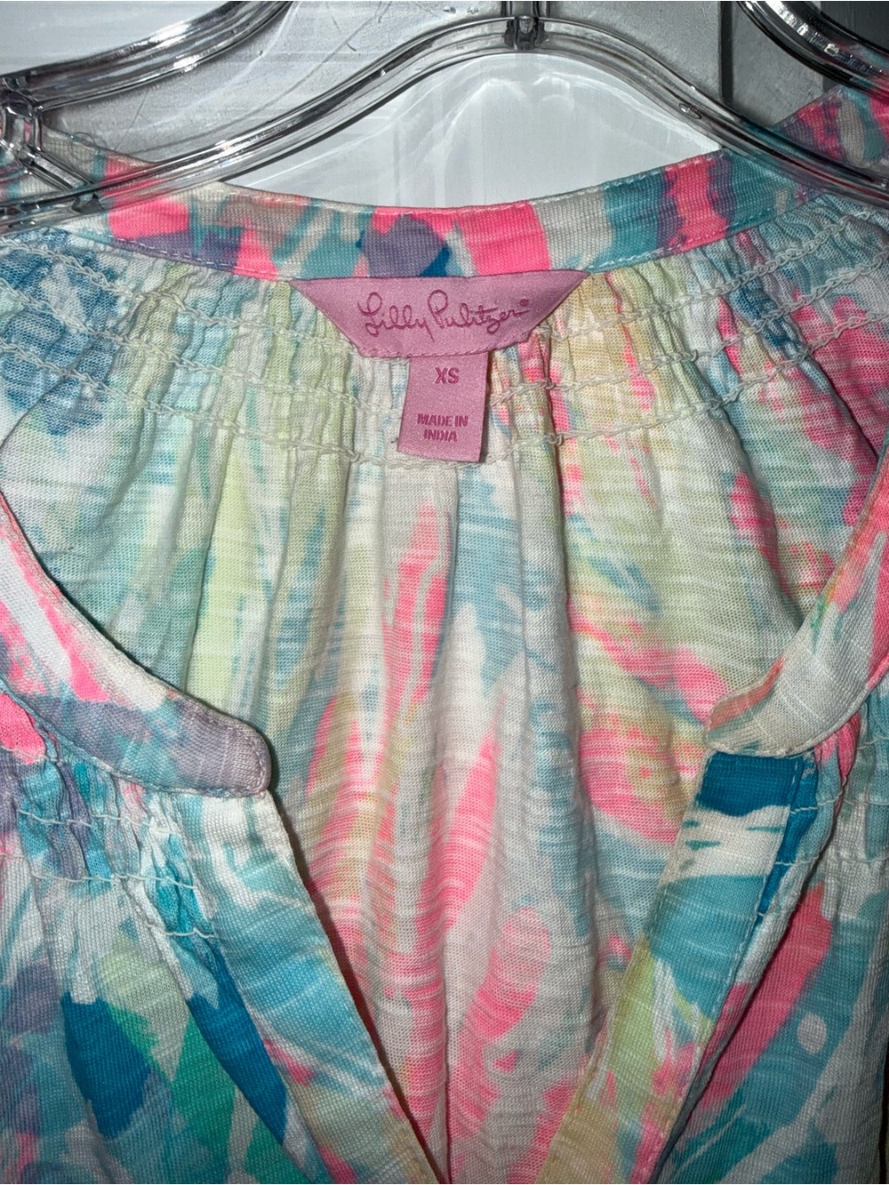 Lilly Pulitzer Sleeveless V-Neck Mini Dress in Pink, Blue & Green Tropical Print - Picture 2 of 4